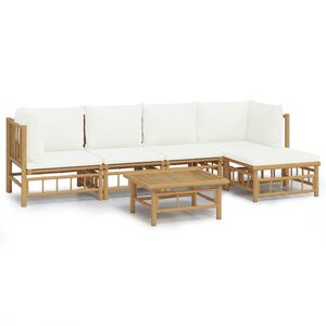vidaXL Garden Lounge Set Cream white, Natural Bamboo