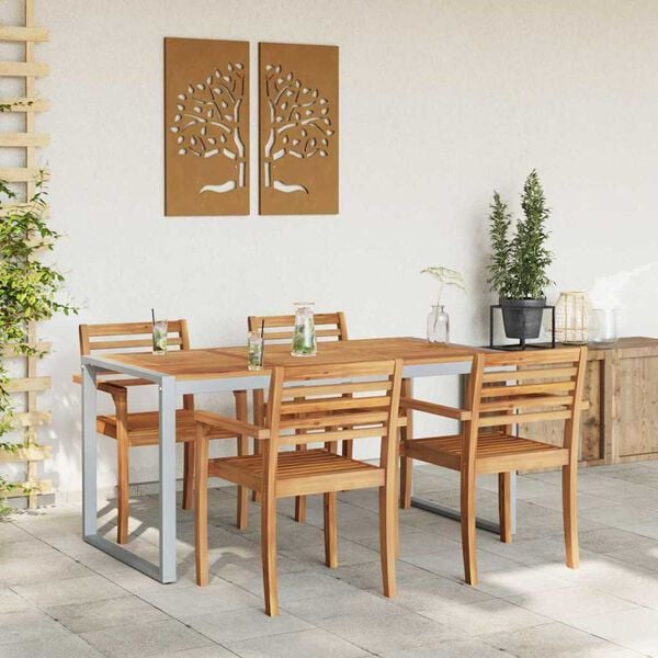 vidaXL Garden Dining Table Grey 62.99 x 31.50 x 29.53 in