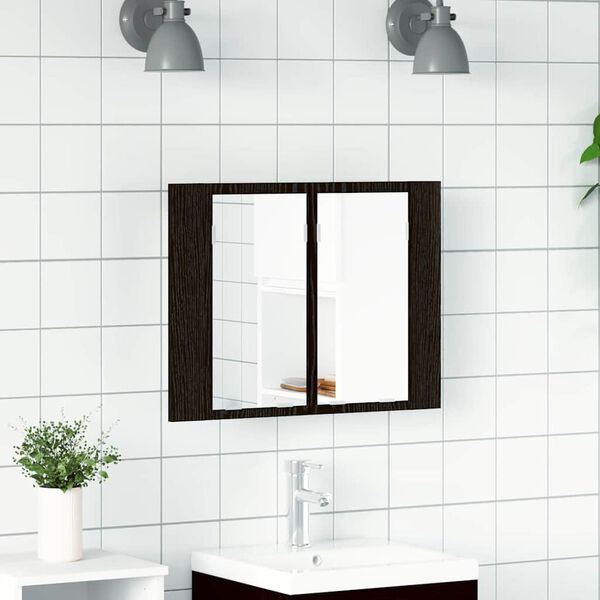 vidaXL Bathroom Mirror Cabinet Black Oak 23.62 x 4.72 x 17.72 in