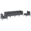 vidaXL Garden Lounge Set Gray Solid pinewood, fabric (100% polyester)