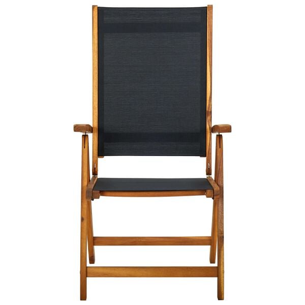 vidaXL Garden Chair Set of 4 Black Solid Acacia wood Standard Foldable