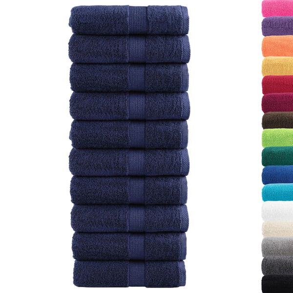 vidaXL Soap Towel Set of 10 Navy Blue 100% Cotton 11.8 x 11.8 in