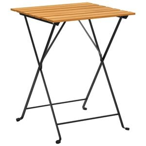 vidaXL Bistro Table Brown, Black Solid Acacia Wood, Steel Medium