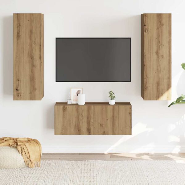 vidaXL TV Cabinet Set of 3 Artisan oak Engineered wood Large