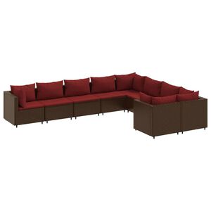 vidaXL Patio Sofa Set Brown PE Rattan 9 Piece Modular Patio Sofa Set