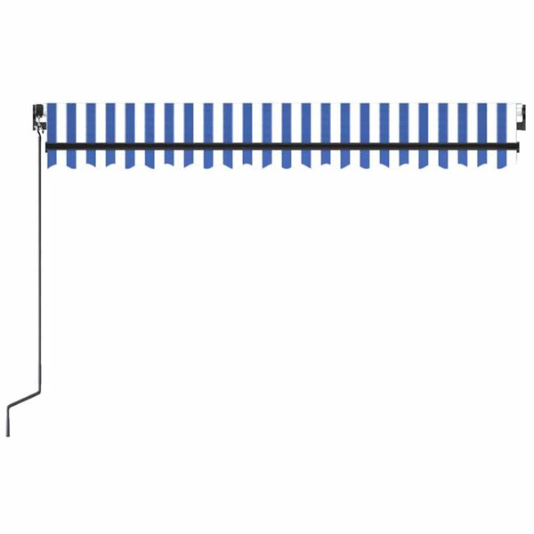 vidaXL Retractable Awning Blue and White Powder-coated aluminum