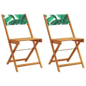 vidaXL Bistro Chair Set of 2 Green Solid acacia wood, polyester Standard
