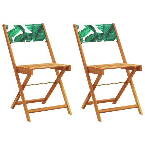 vidaXL Bistro Chair Set of 2 Green Solid acacia wood, polyester Standard
