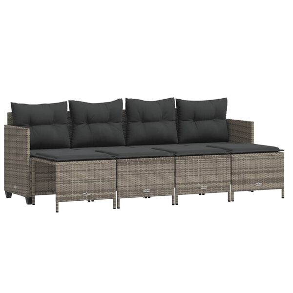 vidaXL Garden Sofa Set Grey PE rattan, powder-coated steel Medium