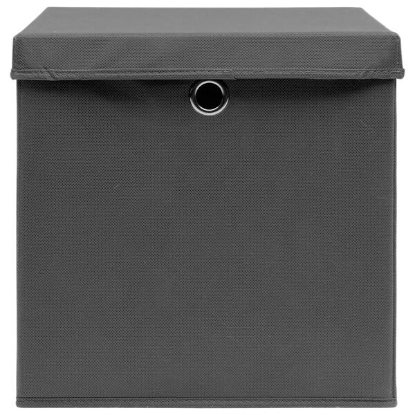 vidaXL Storage Boxes with Covers 4 pcs 11"x11"x11" Gray