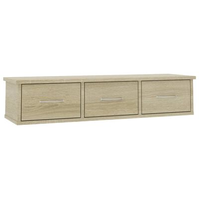 vidaXL Wall-mounted Drawer Shelf Sonoma Oak 34.6"x10.2"x7.3" Chipboard