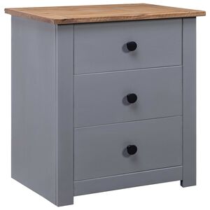 vidaXL Bedside Cabinet Grey and Natural Solid Pine Wood 18.1x15.7x22.4 in