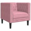 vidaXL 3 Piece Chesterfield Sofa Set with Bolsters Pink Velvet