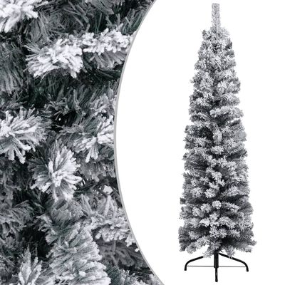 vidaXL Slim Artificial Christmas Tree with LEDs&Ball Set Green 70.9"