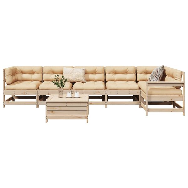vidaXL Garden Sofa Set Natural wood Solid pine wood Large Modular