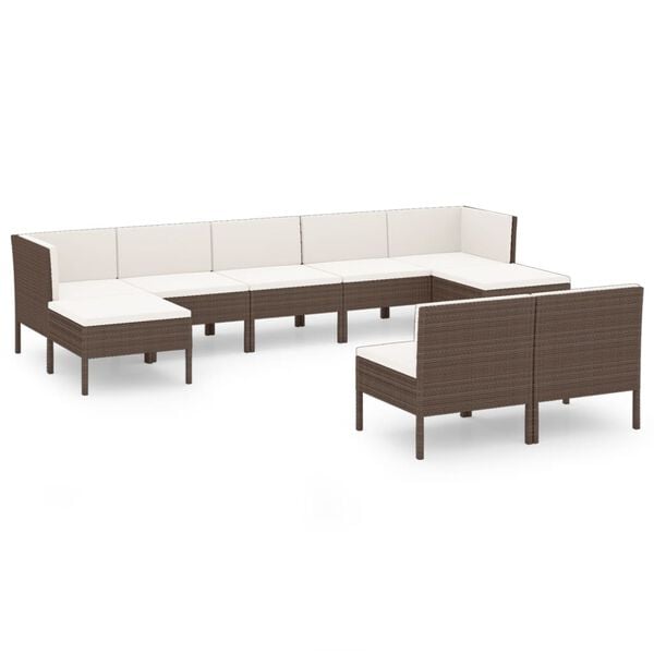 vidaXL Garden Lounge Set Brown PE rattan Multiple pieces