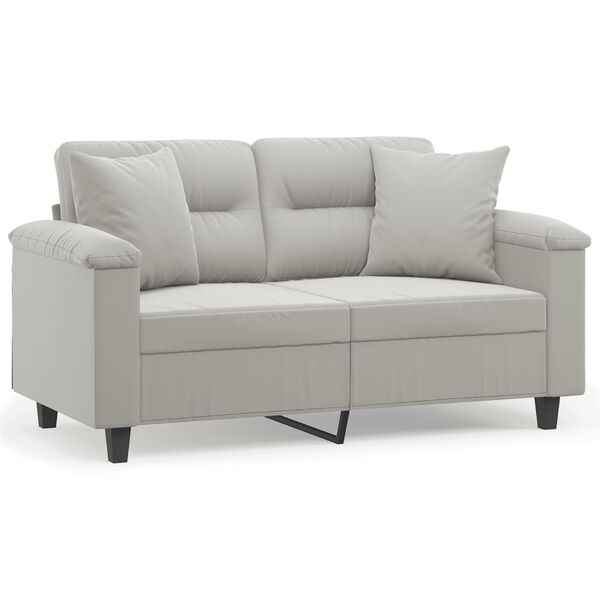 vidaXL 2-seater Sofa Light grey Microfiber fabric (100% polyester), metal