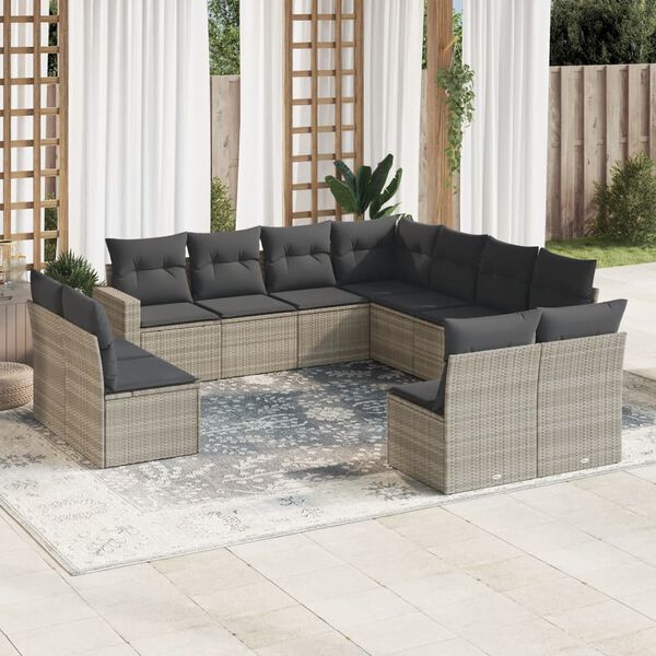 vidaXL Garden Sofa Set Light gray with dark gray cushions