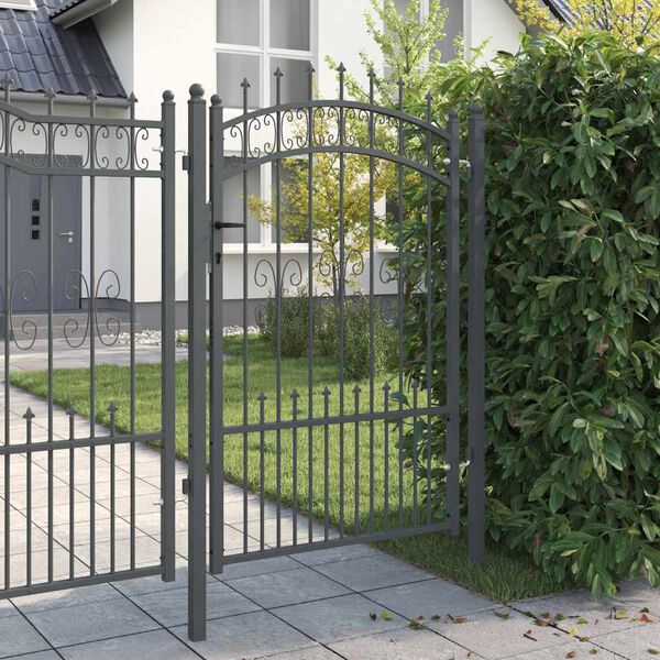 vidaXL Fence Gate with Spear Top Black 40.6" x 59.1" Powder-coated Steel