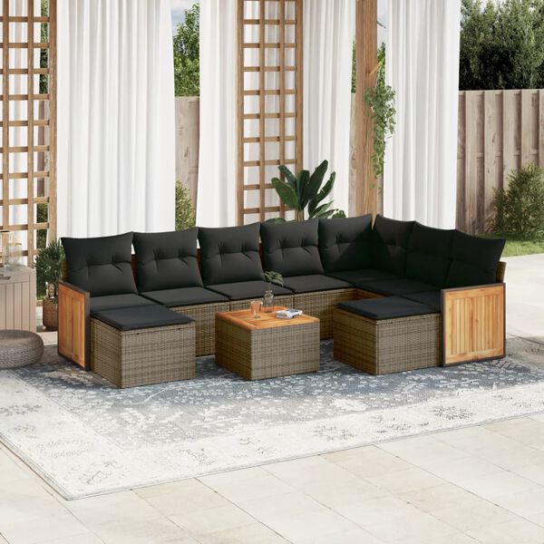 vidaXL Garden Sofa Set Gray PE Rattan Large Modular Garden Sofa Set