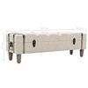 vidaXL Storage Bench Cream White Polyester, Fir wood, Engineered wood, Steel