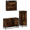 vidaXL Bathroom Furniture Set Smoked oak Engineered wood, metal, glass