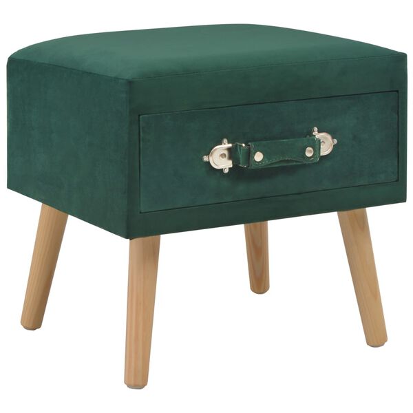 vidaXL Bedside Cabinet Green Velvet, Solid pine wood Compact