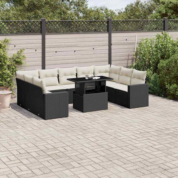 vidaXL Garden Sofa Set Black, Cream white
