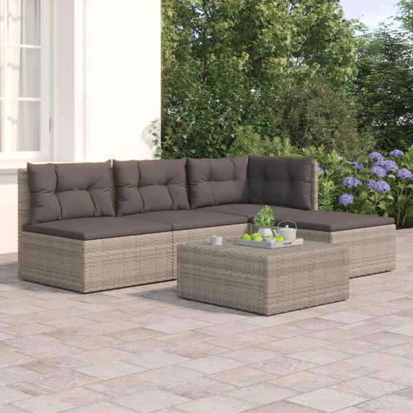 vidaXL Garden Lounge Set Grey PE rattan Medium Modular