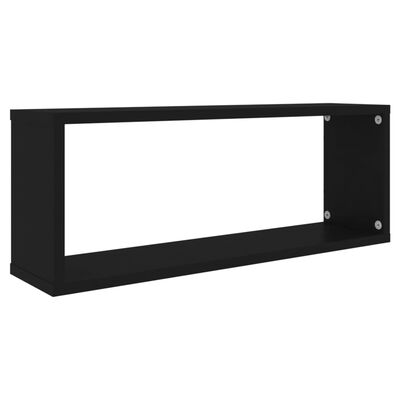 vidaXL Wall Cube Shelves 2 pcs Black 23.6"x5.9"x9.1" Engineered Wood