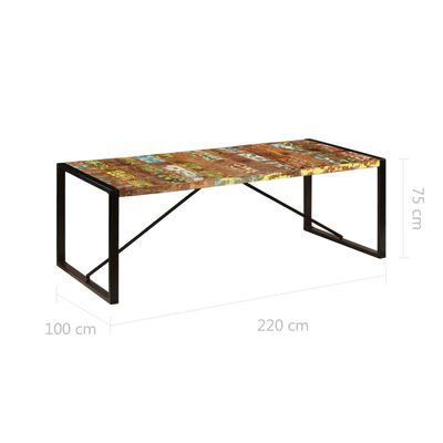 vidaXL Dining Table 86.6"x39.4"x29.5" Solid Reclaimed Wood