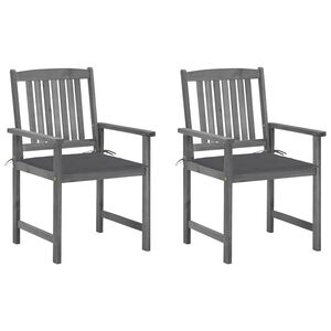 vidaXL Garden Chair Set of 2 Grey Solid acacia wood Medium Durable
