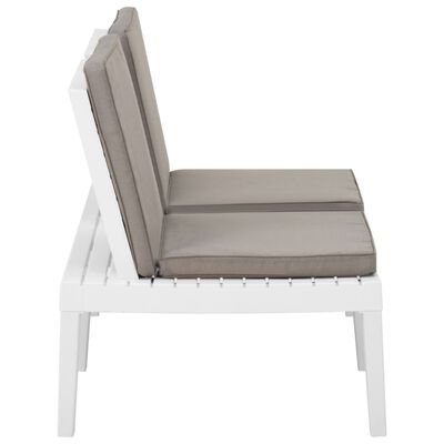 vidaXL 2 Piece Patio Lounge Set with Cushions Plastic White
