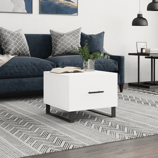 vidaXL Coffee Table White Engineered wood, iron Compact Coffee Table