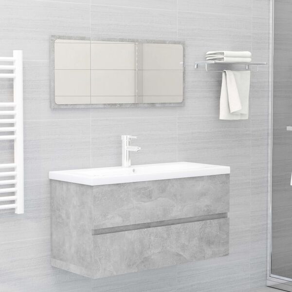 vidaXL Bathroom Furniture Set Concrete Grey Engineered Wood