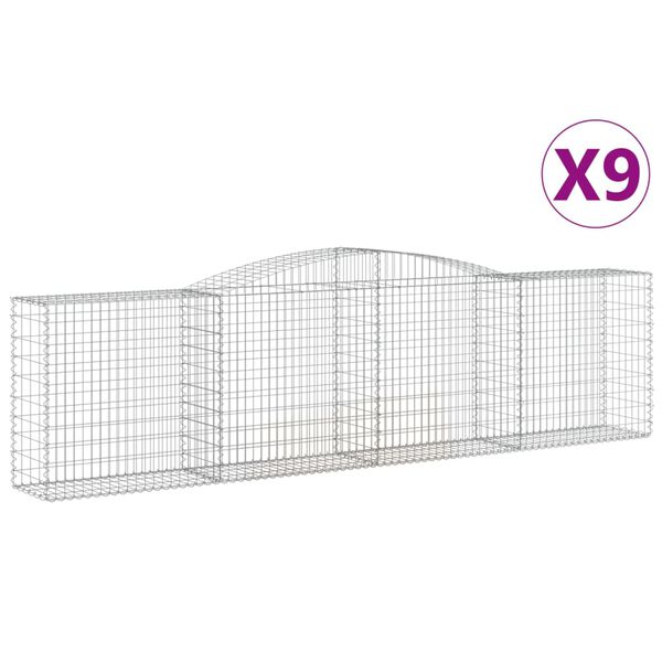 vidaXL Gabion Basket Set of 9 Silver Galvanized iron Large Durable