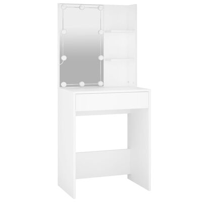 vidaXL Dressing Table with LED White 23.6"x15.7"x55.1"