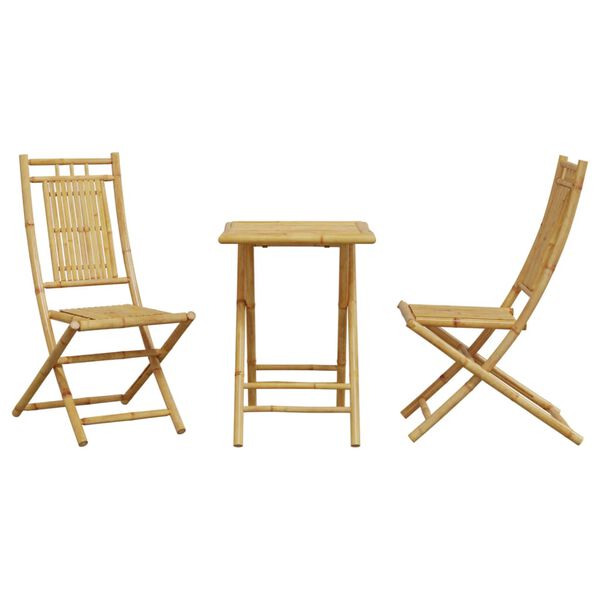 vidaXL Bistro Set Natural Bamboo Bamboo Compact Foldable Bistro Set