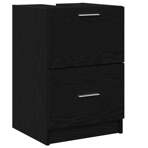 vidaXL Bathroom Cabinet with Drawer Black Oak 15.75 x 14.57 x 23.23 in