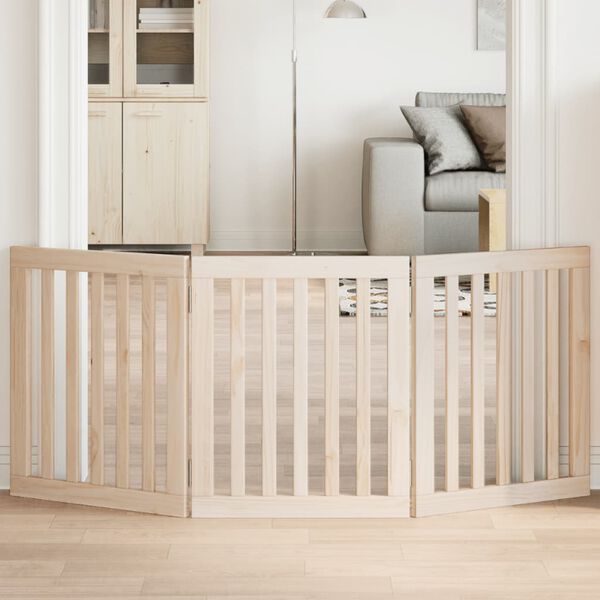 vidaXL Dog Gate Set of 3 Poplar wood Foldable Dog Gate Rectangular