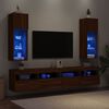 vidaXL TV Cabinet Set of 2 Brown oak Engineered wood, glass Medium
