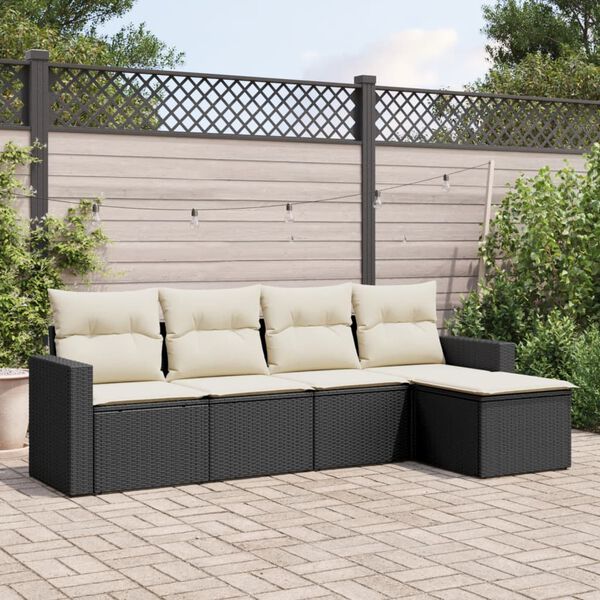 vidaXL Garden Sofa Set Black, Cream White