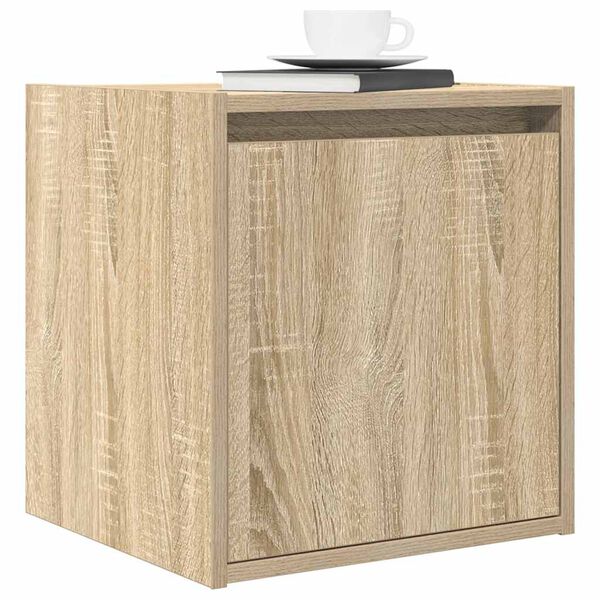 vidaXL Wall-mounted Bedside Cabinet Sonoma oak Engineered wood Medium