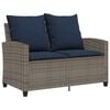 vidaXL Garden Sofa Grey PE rattan, powder-coated steel, tempered glass