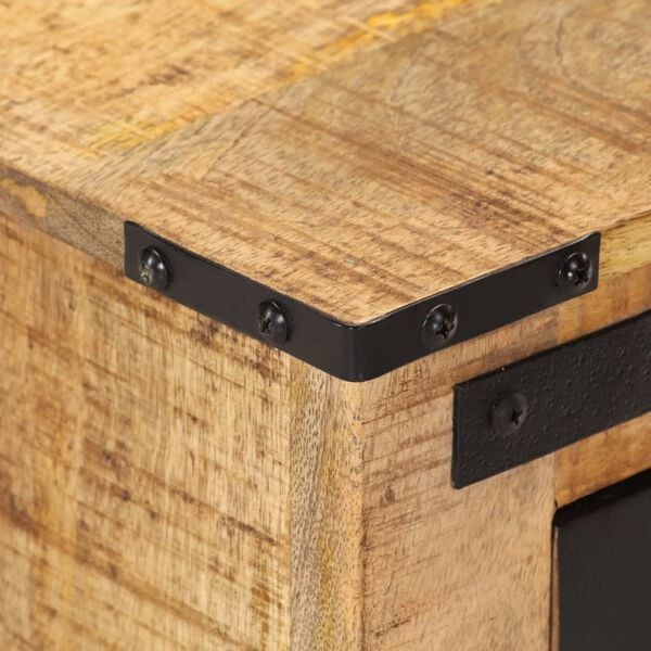vidaXL Bedside Cabinet Natural wood, Black Solid mango wood, Iron