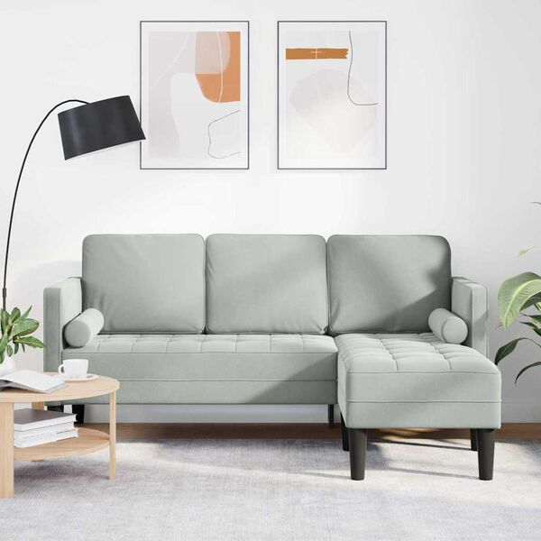 vidaXL Sofa Set Light Grey 68.11 x 51.57 x 26.38 in Polyester