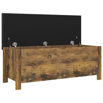 vidaXL Storage Box with Cushion Smoked Oak 41.3"x15.7"x17.7" Engineered Wood