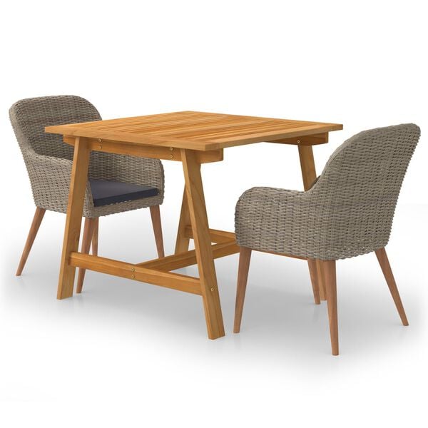 vidaXL 3 Piece Patio Dining Set Brown