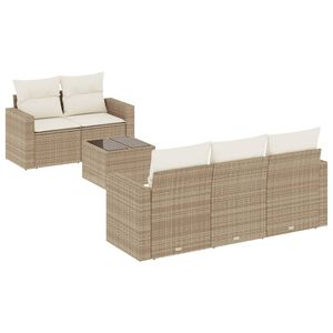 vidaXL Garden Sofa Set Set of 6 Beige PE Rattan 6 Piece Set