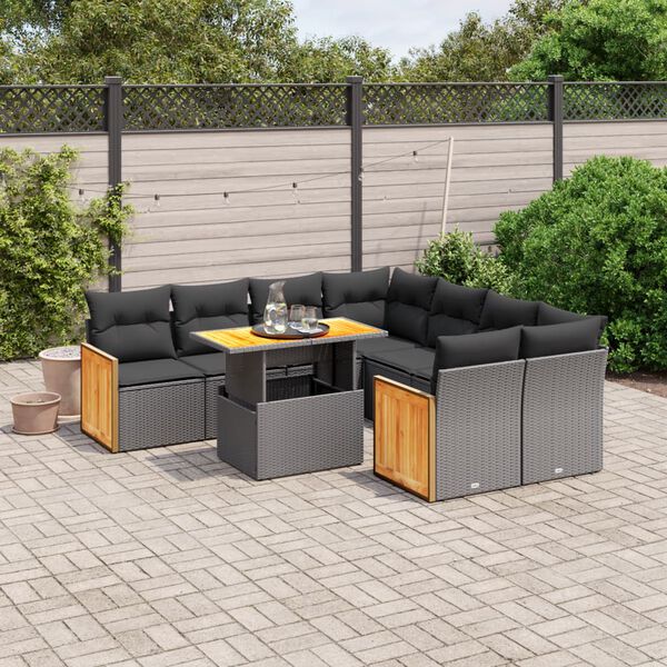 vidaXL Garden Sofa Set Black